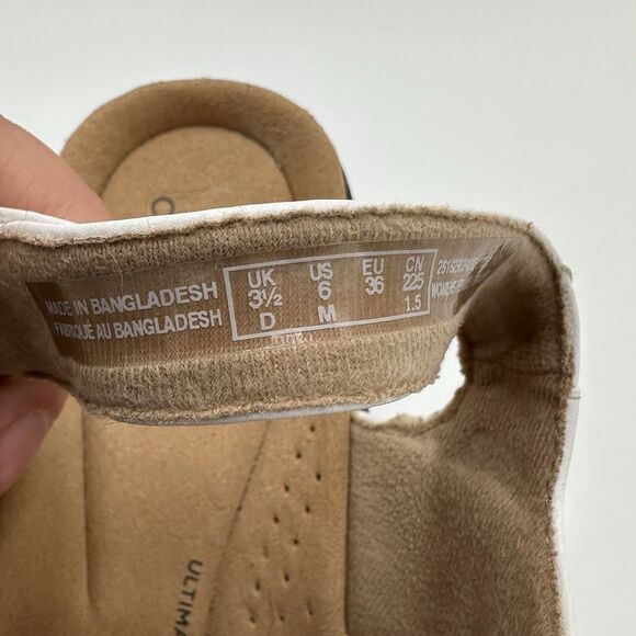 CLARKS Merliah Sheryl Leather White Flower Womens 6 Slingback Sandals Shoes - Picture 14 of 15